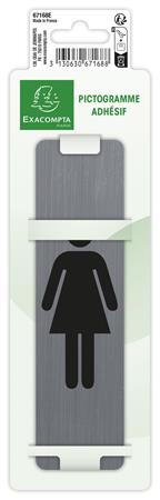 Információs tábla, öntapadó,4,4x16,5 cm, alumíniumhatású, EXACOMPTA, "Női"