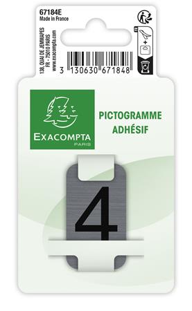 Információs tábla, öntapadó, 2,5x4,4 cm, alumíniumhatású, EXACOMPTA, 4-es