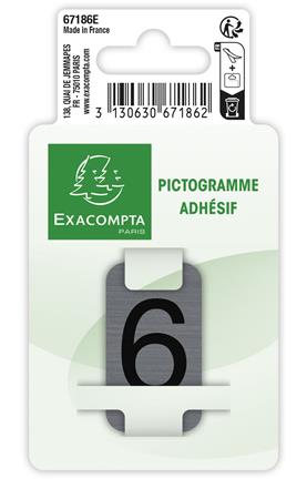 Információs tábla, öntapadó, 2,5x4,4 cm, alumíniumhatású, EXACOMPTA, 6-os
