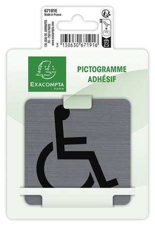 Információs tábla, öntapadó, 7,5x7,5 cm, alumíniumhatású, EXACOMPTA, "Mozgáskorlátozottak részére"