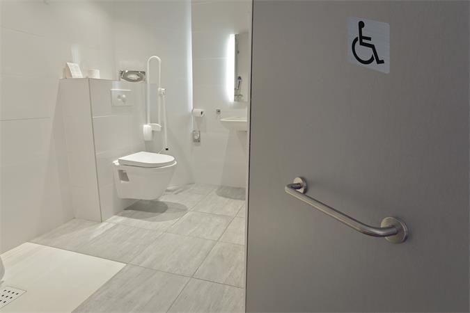 Információs tábla, öntapadó, 7,5x7,5 cm, alumíniumhatású, EXACOMPTA, "Mozgáskorlátozottak részére"