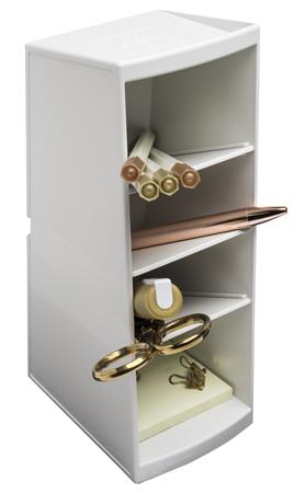 Asztali rendező, multifunkciós, 4 rekeszes, 8x23x11 cm, EXACOMPTA "Autentik", fehér