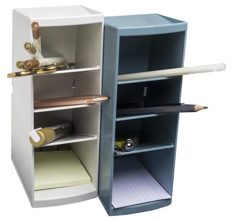 Asztali rendező, multifunkciós, 4 rekeszes, 8x23x11 cm, EXACOMPTA "Autentik", fehér