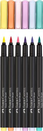 Ecsetirón készlet, FABER-CASTELL "Black Edition", 6 különböző pasztell szín