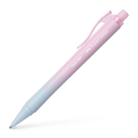Golyóstoll, 0,34 mm, nyomógombos, rózsa-égkék tolltest, FABER-CASTELL "Daily Ball Flow", kék