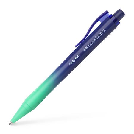 Golyóstoll, 0,34 mm, nyomógombos, türkiz-kék tolltest, FABER-CASTELL "Daily Ball Flow", kék