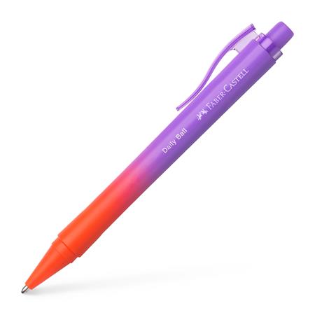 Golyóstoll, 0,34 mm, nyomógombos, piros-lila tolltest, FABER-CASTELL "Daily Ball Flow", kék