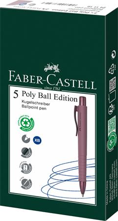 Golyóstoll, 0,7 mm, nyomógombos tolltest, bordó tolltest, FABER-CASTELL "Poly Ball Urban", kék