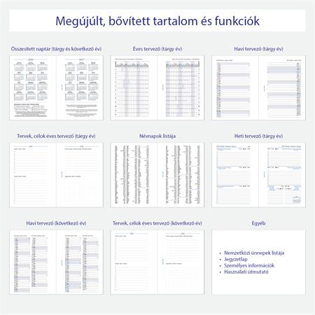 Kalendárium betét, tervező, Filofaxhoz, pocket méret, heti, 1 hét/2 oldal, 2026