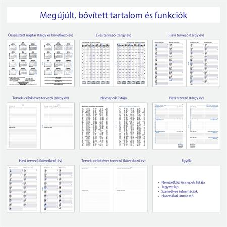 Kalendárium betét, tervező, Filofaxhoz, A5, heti, 1 hét/2 oldal, 2026