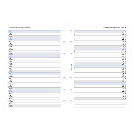 Kalendárium betét, tervező, Filofaxhoz, A5, heti, 1 hét/2 oldal, 2026