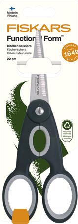 Olló, konyhai, 22 cm FISKARS "Functional ReNew", fekete