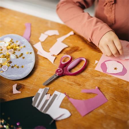 Olló, iskolai, 13 cm, FISKARS "Glitter Kids", rózsaszín