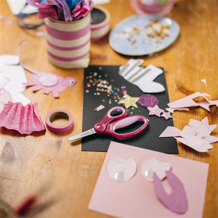 Olló, iskolai, 13 cm, FISKARS "Glitter Kids", rózsaszín
