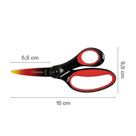 Olló, iskolai, 15 cm, FISKARS, ombré piros