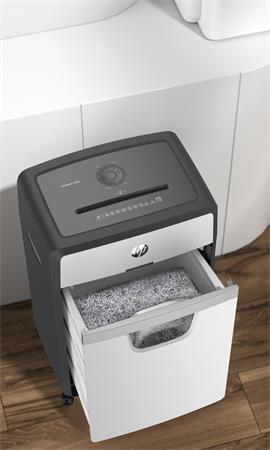 Iratmegsemmisítő, mikrokonfetti, 16 lap, HP "Oneshred 16MC", világosszürke