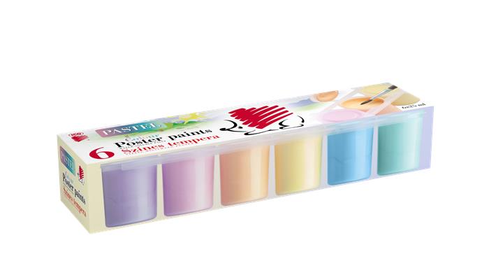 Tempera készlet, tégelyes, ICO "Süni", 6 különböző pasztell szín