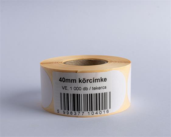 Etikett, vellum, 40 mm kör, 1000 etikett/tekercs, fehér