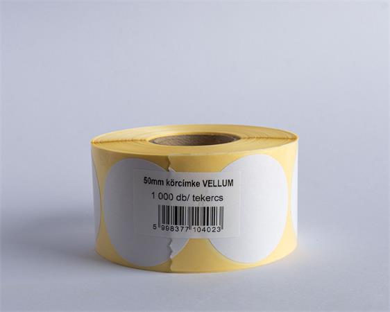 Etikett, vellum, 50 mm kör, 1000 etikett/tekercs, fehér