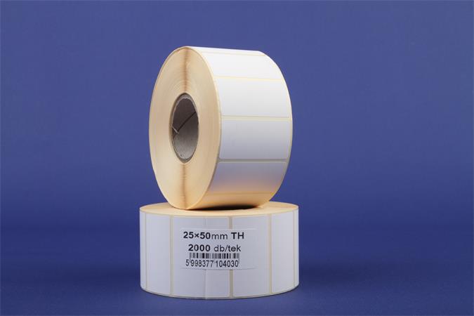 Etikett, thermo, 25x50 mm, 2000 etikett/tekercs