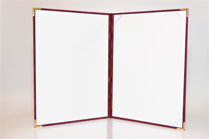 Oklevéltartó, A4, exkluzív, plüss, 4 fém sarokkal, bordó