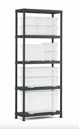 Polcrendszer, 5 polccal, 75 cm, KETER "Plus Shelf"