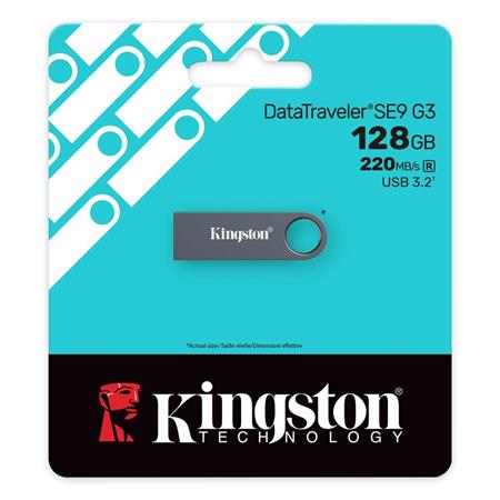 Pendrive, 128GB, USB 3.2 Gen1, KINGSTON "DataTraveler SE9 G3", fém ház