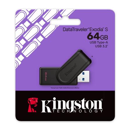 Pendrive, 64GB, USB 3.2 Gen1, KINGSTON "DataTraveler Exodia S", fekete