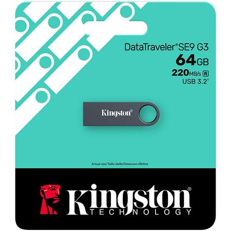 Pendrive, 64GB, USB 3.2 Gen1, KINGSTON "DataTraveler SE9 G3", fém ház