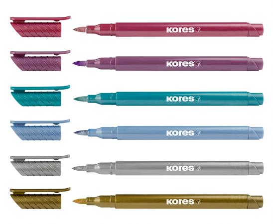 Ecsetirón készlet, KORES "Metallic Style", 6 metál szín