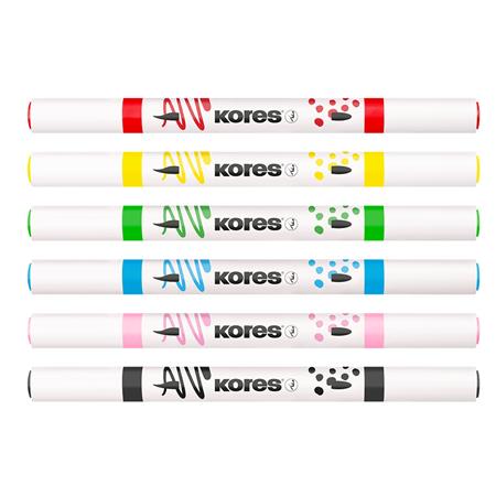 Dekormarker készlet, akril, 1-2 mm, kétvégű, KORES " K-Kreative", 6 különböző szín