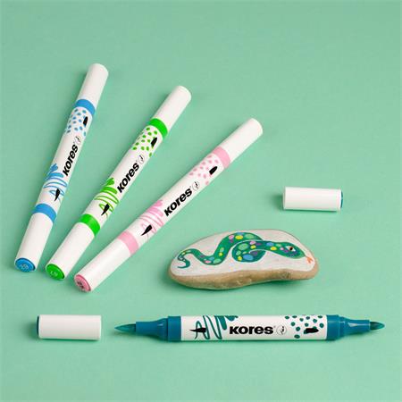 Dekormarker készlet, akril, 1-2 mm, kétvégű, KORES " K-Kreative", 6 különböző szín