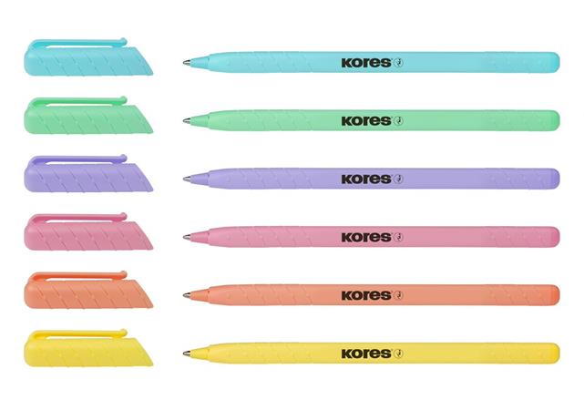 Golyóstoll, 1,0 mm, kupakos, háromszögletű, KORES "KOR-M Pastel", kék