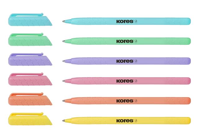 Golyóstoll, 1,0 mm, kupakos, háromszögletű, KORES "KOR-M Pastel", kék