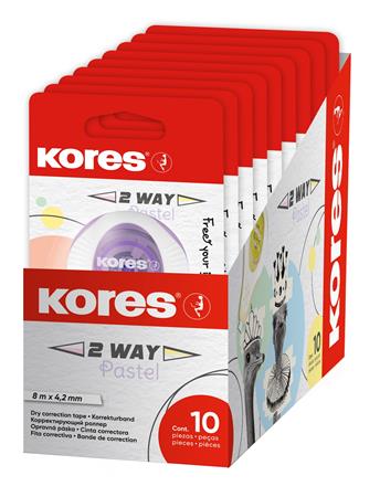 Hibajavító roller, 4,2 mm x 8 m, KORES "2WAY Pastel", vegyes pasztell színekben