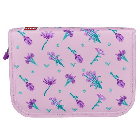 Tolltartó, klapnis, cipzáras, töltött, LEGO "Flowers", rózsaszín-mintás