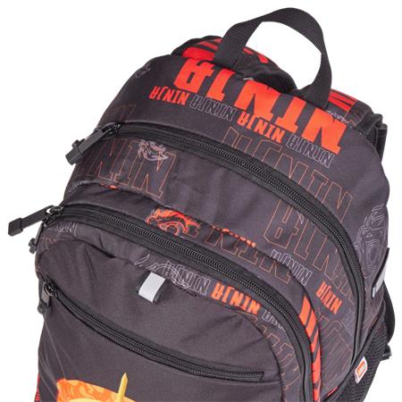 Hátizsák, dulpa rekeszes, LEGO "Ninjago Dragon Energy", fekete-mintás