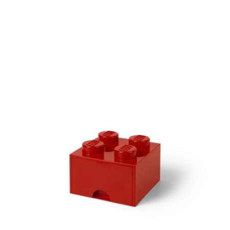 Tárolódoboz, fiókos, LEGO "Brick", piros