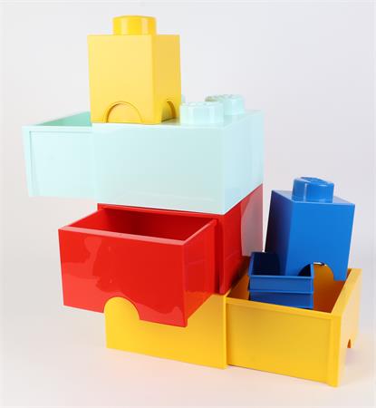 Tárolódoboz, fiókos, LEGO "Brick", vízkék