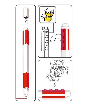 Zseléstoll, 0,7 mm, kupakos, mini figurával, LEGO, piros