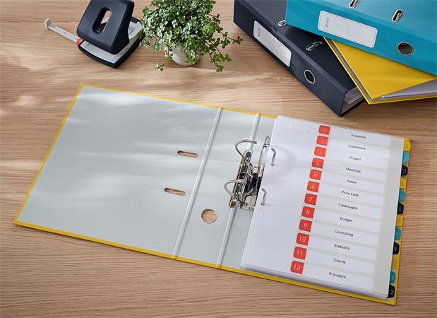 Iratrendező, 80 mm, A4, karton, 180°, LEITZ "Cosy Soft Touch", melegsárga