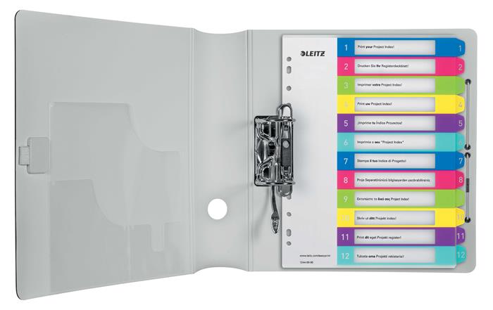 Regiszter, műanyag, A4 Maxi, 1-12, LEITZ "Wow"