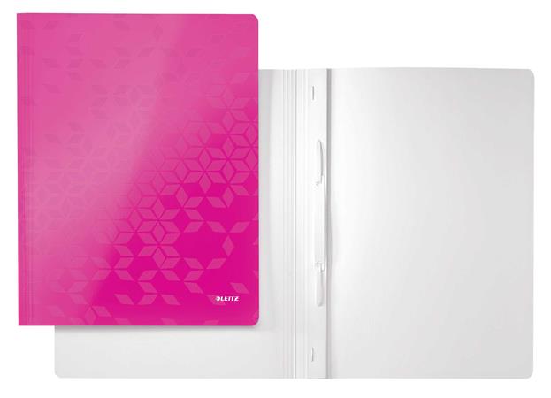 Gyorsfűző, laminált karton, A4, LEITZ "Wow", rózsaszín