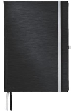 Jegyzetfüzet, A4, vonalas, 80 lap, keményfedeles, LEITZ "Style", szaténfekete