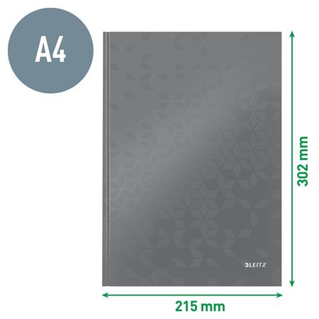 Beíró, A4, kockás, 80 lap, keményfedeles, LEITZ "Wow", kék