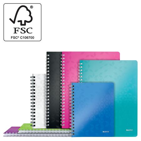 Spirálfüzet, A4, vonalas, 80 lap, LEITZ "Wow", jégkék