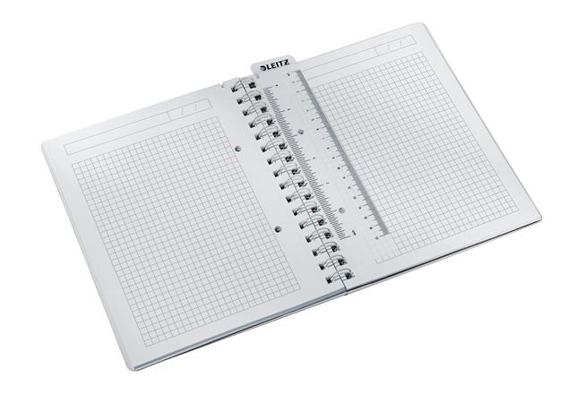 Spirálfüzet, A5, kockás, 80 lap, LEITZ "Wow", fekete