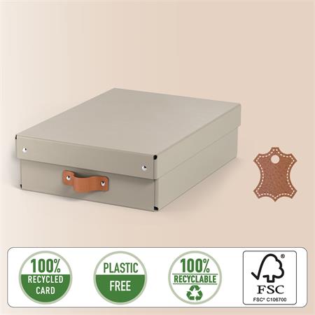 Tárolódoboz, M méret, alacsony, LEITZ "Puro", homokbézs