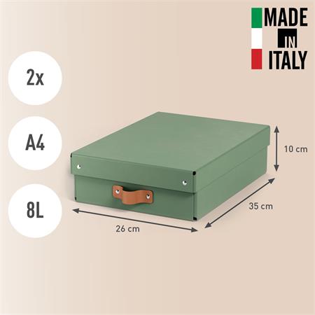 Tárolódoboz, M méret, alacsony, LEITZ "Puro", zsályazöld