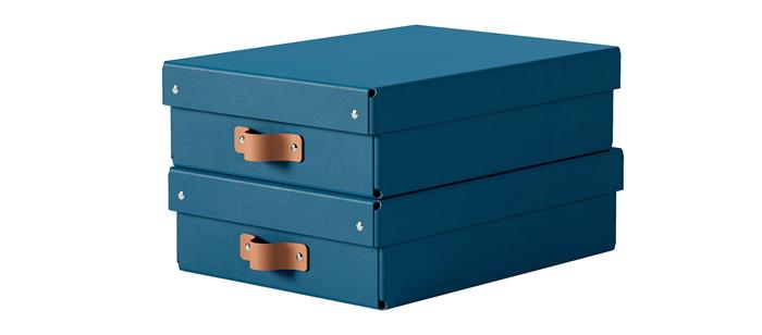 Tárolódoboz, M méret, alacsony, LEITZ "Puro", óceánkék